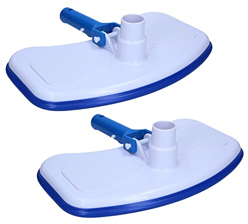 Amapool Basics Lot de 2 aspirateurs de sol pour piscine avec 8 poils inférieurs I Kit de brosse d'aspiration pour sol I Modèle extra lourd I Brosse de piscine avec raccord à clip pour tuyau de