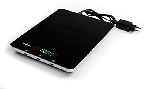 G&G KH-30K, Küchenwaage bis 30kg/1g, 29 * 23 cm groß, einstellbare Abschaltautomatik,mit Netzteil und Batterien
