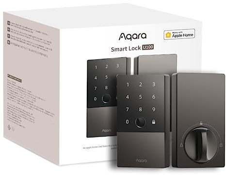 Aqara Smart Lock U100, Fingerprint Keyless Entry Door Lock with Apple Home Key, Touchscreen Keypad, Bluetooth Electronic Deadbolt, IP65 Weatherproof, Supports Apple HomeKit, Alexa, Google, IFTTT, Gray