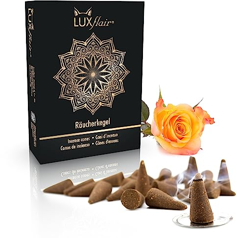 Räucherkegel Rose, 25 Räucherkerzen, Glimmdauer je Kegel ca. 25min, natürlich hergestellt. Blumiges Aroma für Yoga, Meditation & Entspannung