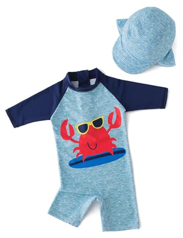WYTbaby Kinder Jungen Badebekleidung UV Schutz Badeanzug Alles in Eins Sonnenschutz Bademode Einteiler Neoprenanzüge UPF 50+ Schwimmanzug mit Einem Reißverschluss Kurzarm-Hautausschlagschutz