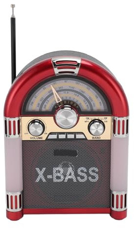 Radio Haut-Parleur Bluetooth Portable, Radio AM FM SW Rétro, Prise en de la Lecture des écouteurs, Fonctionne sur Batterie Rechargeable, Radio Bluetooth Vintage pour (Rouge)