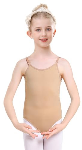 Kefiyis Turnanzug Mädchen Ballett Trikot Damen Nude Ballettanzug Tanzbody Nahtlose Unterwäsche für Ballettkleidung Tanzkleidung mit Verstellbaren Trägern S