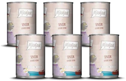 MjAMjAM - Premium Nourriture Humide pour Chats - Senior - Bœuf délicieux, Paquet de 6 (6x400g), sans céréales