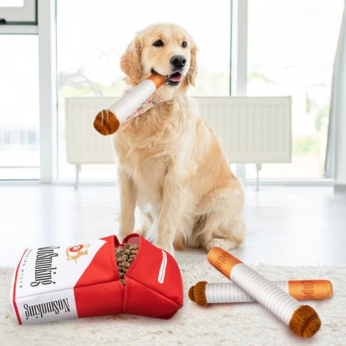 Homrich Jouet à cigarettes pour chien, jouets couineurs amusants pour chiens, jouets interactifs pour chiens, jouets de dentition pour chiens, cadeau d'anniversaire, accessoire pour chien