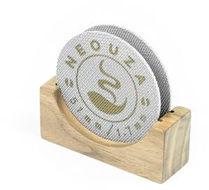 NEOUZA Soporte de pantalla para café con filtro de espresso reutilizable de 51/53/58 mm, acero inoxidable y madera (2 unidades de 51 mm con soporte)