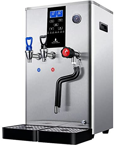 WOTZOV Schiumatore per Latte a Vapore Commerciale, scaldabagno per Acqua Calda e Fredda a Doppia Testa, Controllo di precisione della Temperatura, Attrezzatura per tè al Latte d