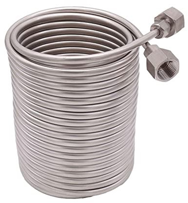 LXYTT Serpentín De Enfriador, Caja De Acero Inoxidable, 15,3 M De Longitud, Tubo De 5/16 De Diámetro Exterior, For Cerveza De Barril Casera, Extremos G De 5/8, 1 Unidad