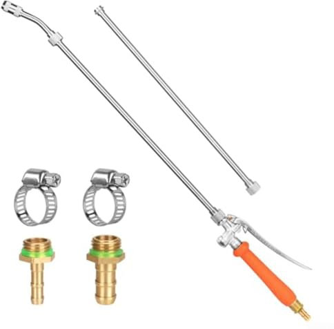 FACULX Lancia spruzzatore da giardino da 111,2 cm, con 2 punte in ottone, regolabile in acciaio inox, per irrigazione e pulizia dell'auto