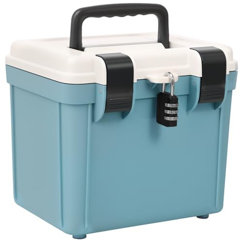 KTCINA Lockable Storage Box, 4L Combination Safe Box with Combination Lock and Handle Medication Lockable Container Portable Locked Storage Container for Medicine, Food, Documents(Blue)