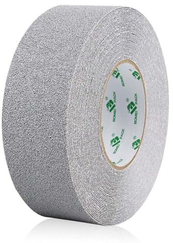 BOMEI PACK Nastro Adesivo Antiscivolo, Nastro Antiscivolo, Nastro Adesivo di Sicurezza Forte per Interni ed Esterni, 1 Rotoli Nero e Giallo 50mm×20m (Grigio)