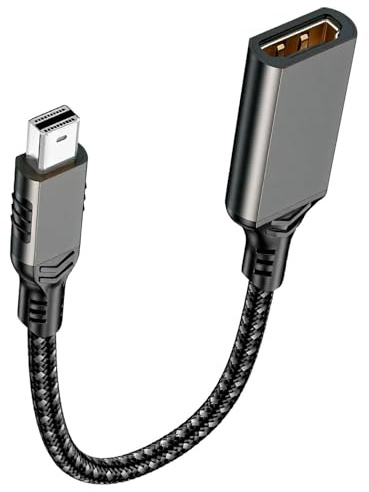 Mini DisplayPort to HDMI Adapter Thunderbolt to HDMI Converter 4K Aluminum Shell Mini DP Male to HDMI Female Cable Nylon Braided and Gold Plated Connector for MacBook Air/Pro Projector Monitor, 20cm