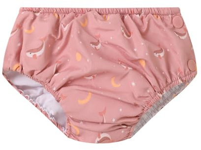 Monnëka Pannolino da Bagno | Riutilizzabile ed Ecologico UPF 50+ | Asciugatura Rapida e Adattamento Comodo, Motivi Colorati Unisex | Ideale per Spiaggia e Piscina | Whale Pink 6 a 12 mesi