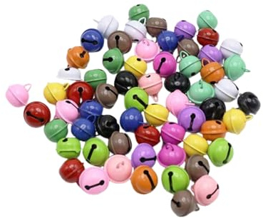 GYCAQAC 60 Piezas Cascabeles Manualidades de Color 22mm Campanas Cascabel, campanas de metal, con ojales, resistentes, para proyectos de bricolaje, decoración de festivales, bisutería, collares