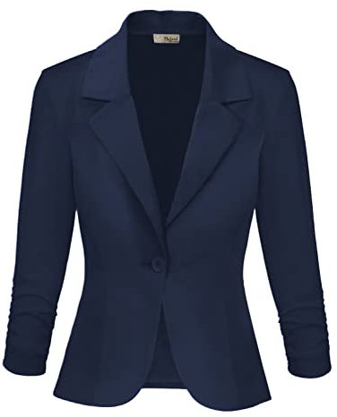 Hybrid & Company Women's Lightweight Casual Work Office Stretch Ponte Cardigan Blazer Jacket JK1131 NAVY XL