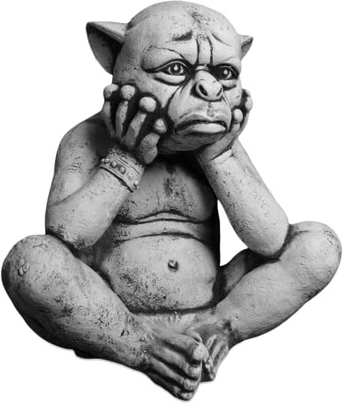 gartendekoparadies.de Gargoyle der Torwächter Steinfigur aus Steinguss, Grau, Frostsicher, H. 39 cm, 22 kg, für Außenbereich