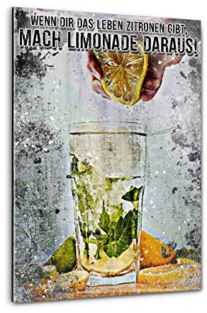 Hustling Sharks® Motivationsbilder als XXL Wandbild Limonade des Lebens - Hochformat (Acrylglasbild, 100 x 150 cm), Bilder Büro, Erfolg Bild, Bilder mit Sprüchen, Wanddeko Büro