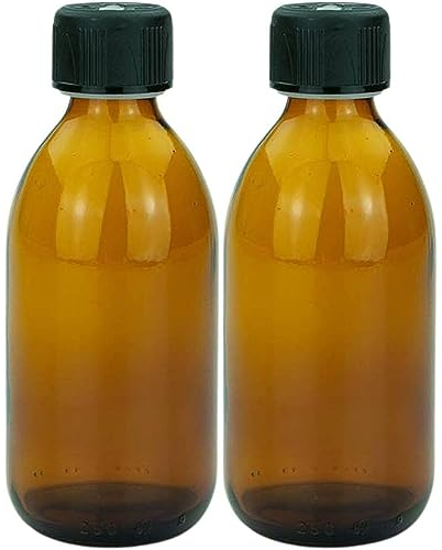 mikken 2 bouteilles en verre marron de 250 ml avec bouchon à vis.