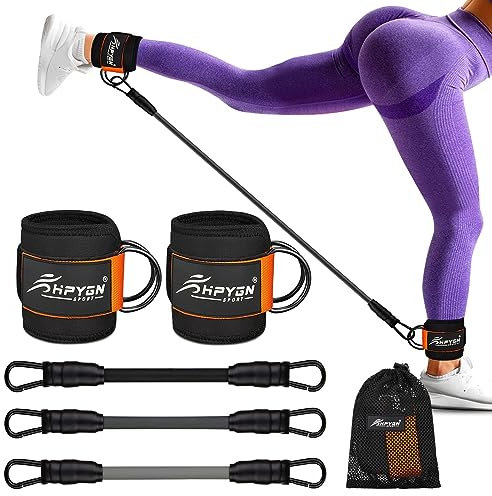 HPYGN Ankle Resistance Bands with Cuffs, Ankle Bands for Working Out, Resistance Bands for Leg Butt Training Exercise Equipment for Kickbacks Hip Gluteus Training Exercises, Ankle Strap for Home Gym