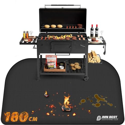 ImnBest Feuerfeste Unterlage 180x100cm, Faltbare Grillmatte Bodenschutz Grillunterlage, Silikon-Glasfaser Hitzebeständige Wasserbeständige Grillmatte für BBQ Grills, Kamin, Boden, Rasen und Camping