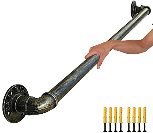 Rutschfester Haltegriff, Geländer, bronzefarbenes Metall, Schmiedeeisen, runder Rohrgriff, 1 Fuß bis 20 Fuß, Wandhandlauf für drinnen und draußen, rutschfeste Treppenhandläufe, Gel