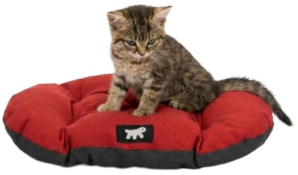 Ferplast Cuccia Cane Relax, Cuscino per cani di taglia piccola, Cuccia Gatto, Tappetino per cucce e auto -Lavabile - in Cotone con Soffice Imbottitura, 43 x 30 cm. Rosso