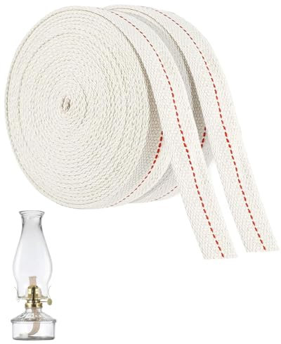 TPZORJX Mecha de 2 rollos - Mecha de lámpara de aceite de algodón, longitud, para lámpara de aceite, mecha de lámpara de aceite, mecha de fibra de vidrio para antorcha de jardín, linterna, lámpara