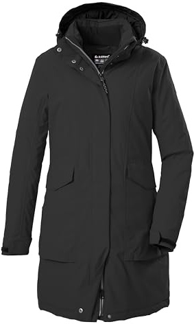 killtec Donna Parka/cappotto impermeabile con cappuccio con zip Damen Funktionsparka, schwarz, 44, 43284-000