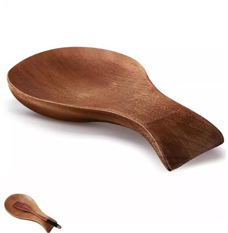 Spoon Rest Kitchen, Wooden Spoon Holder for Cooking, Modern and Rustic Spoon Rest for Restaurant, Barbecue, Garden, Home, Camping(Brown)