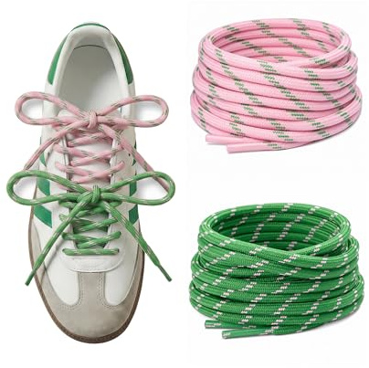Lilybekind Paracord Shoe Laces Round Rope Shoelaces Multi Color Cord Shoe Strings for Sneakers Boots (Green Pink)