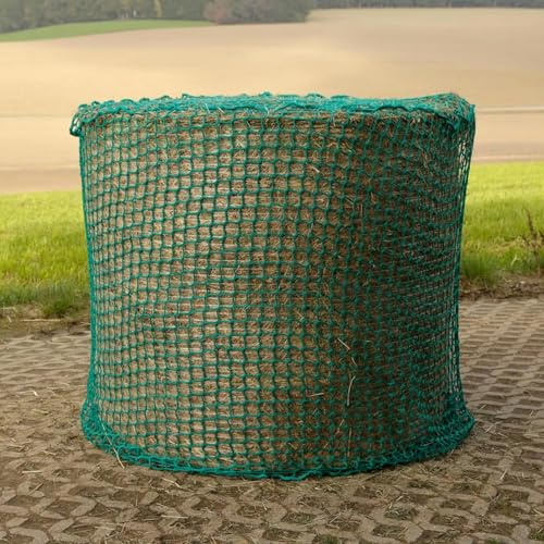 jackfru Filet à foin pour balles rondes Ø 180 x H 180 cm – Filet d'alimentation à mailles serrées 4,5 cm, filet stable pour balles de foin pour chevaux, filet rond durable pour prolonger le temps de