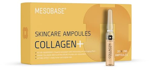 Mesobase Collagen Complex Ampoules – Anti Ageing Collagen Serum for Face with Peptides, Antioxidant Care, Skin Repair & Deep Hydration Skincare, Peptide-Driven Renewal, Vegan Formula - 20 x 2ml Concen