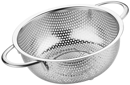 Amosfun Passoire en Acier Inoxydable 25,8 Cm à Double Poignée, Panier à Passoire Fine pour Fruits, Légumes et Pâtes, Filtre la Cuisine Inox pour Lavage, Rinçage et Égouttage Rapide