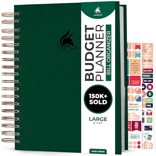 Clever Fox Budget Planner & Monthly Bill Organizer With Pockets. Expense Tracker, Budgeting Journal & Financial Book. Large, 8x9.5 (Dark Green)