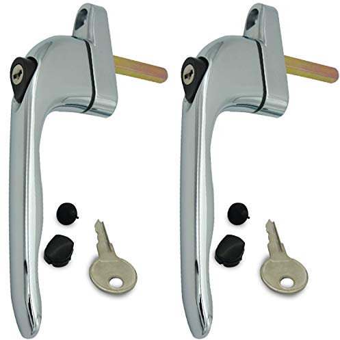 Heather 2 UK Polished Silver UPVC Window Handle Chrome Replacement Handles Window Locks for UPVC Windows Handles (2, Silver)