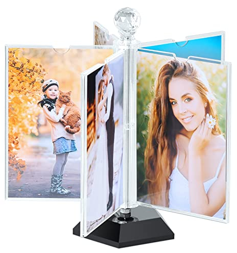 ZEEYUAN Cornici Foto Girevole a 360 Gradi Cornice in Acrilico Cornice per Foto 10 x 15cm Cornice portafoto da Tavolo