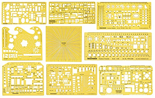Traceease Beaucoup De 9 Pièces, Modèles D'Architecte Pour Les Outils De Dessin Cuisine/Salle De Bain/Lit- Pochoirs Conception Intérieure