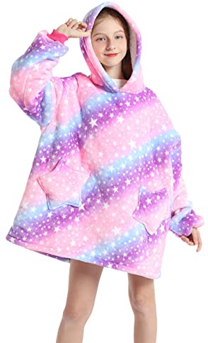 Zhiwei Hoodie Sweatshirt, Mädchen Kapuzenpullover, Sherpa Sweatshirt Decke, Wearable Sweatshirt Blanket, Super weich und bequem, Geeignet für Kind