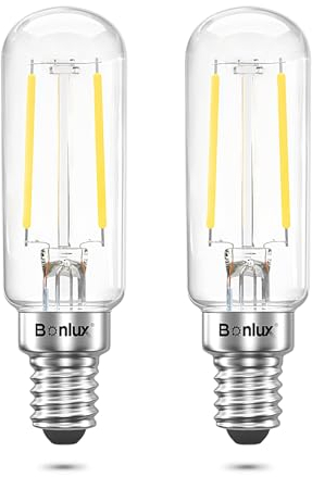 Bonlux Dunstabzugshaube Glühbirne LED E14 Kaltweiß 6000K 4W Dunstabzug Glühbirne Ersetzt 40W Röhrenförmige Halogen Leuchtmittel, Birnen für Abzugshaube, Kühlschrank Lampe, AC 220-240V, 2 Stück