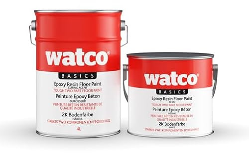 Watco Basics Epoxy Resin Floor Paint - Bare concrete floor paint, ideal for industrial environments and garages, (2.5L, Light Grey)