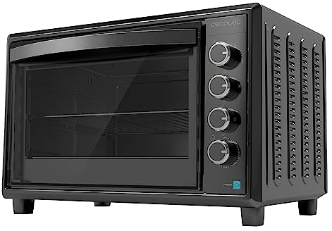 Cecotec Horno Convección de Sobremesa de 60 Litros Bake&Toast 6090 Black Gyro. 2200 W, Luz Interior, 12 Funciones, Temperatura hasta 230º, Puerta de doble Cristal, Incluye Rustidor Giratorio