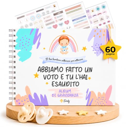 Finoly Diario Gravidanza Settimana Dopo Settimana | Libro Gravidanza per Mamma 9 Mesi di Ricordi | Album Gravidanza per Mamma Foto Dati Adesivi Consigli Ecografie Agenda Gravidanza da Compilare