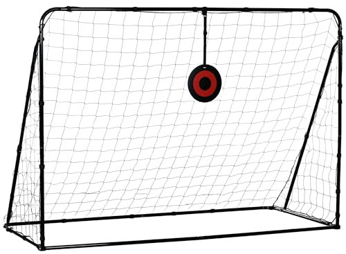 SPORTNOW But de Football Filet de Rebond rebondisseur But d'entraînement Angle réglables avec Filet de Rebond Cible Mobile dim. 213L x 150l x 100H cm Noir