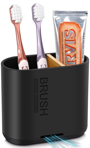 PARKMANI Porte Brosses à Dents Electrique, Support Brosse a Dent, Détachable pour la Porte Brosse à Dents Electrique avec Drainage pour la Famille, Les Enfants (Black, Medium)