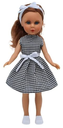 Folk Naia Original-Sammelpuppe, 35 cm, Roter Dolls mit Vichy-Kleid.