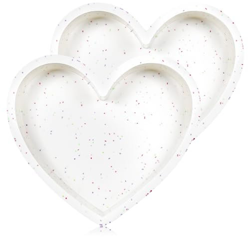 AOTASO 8 Inch Silicone Heart Shaped Cake Pans Small Heart Cake Pan Set Nonstick Silicone Heart Molds for Baking (2 Pcs, Cream)