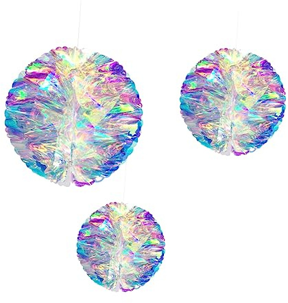MAGICLULU 3 Pz Forniture per Feste Decorazioni Feste Sfera a Nido d'Ape Iridescente Sfera del soffitto del Fiore del favo Ciondolo Appeso Palla a Nido d'Ape Palla Colorata Ornamento di Nozze
