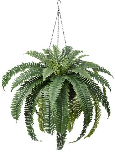 VeriNatural 1 Stücke Künstlicher Boston Farn 120 cm - Künstliche Pflanze wie echt mit 33 Blättern & UV-beständig im Hängender Topf- Kunstpflanzen Groß für Wohnzimmer Balkon Garten Home & Büro, VN142