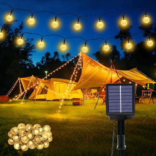 Guirnalda de luces solares para exteriores, resistente a la intemperie, 30 ledes, blanco cálido, 3 m + 5,1 m, 8 modos, IP65, resistente a la intemperie, farolillos solares para balcón, decoración