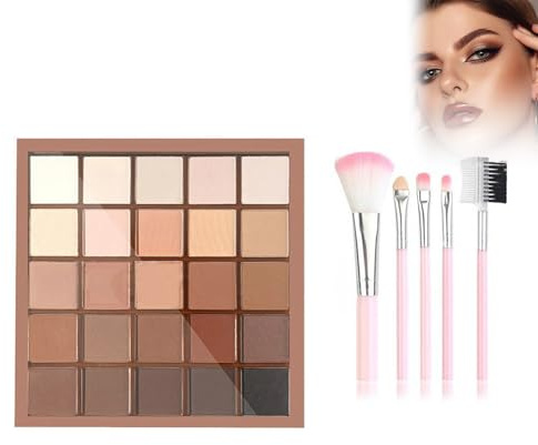 Mocca Eyeshadow Palette, The Nude Edition Eyeshadow Palette, 25 Tonalità, Altamente Pigmentate, Tonalità Marrone e oro, Finiture Opache e Brillanti, Incluye 5 Pinceles para Sombra de Ojos